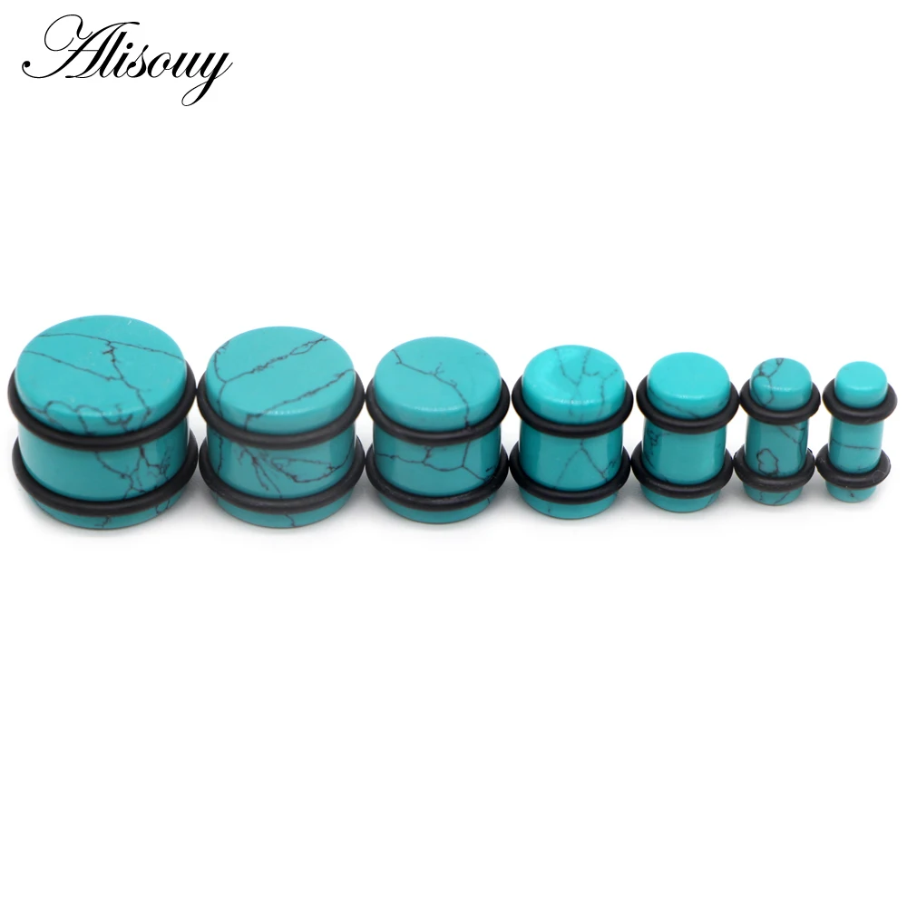 Alisouy 1PCS Stone Ear Plugs Gauges Earrings Women Men Ear Plug Flesh Tunnel Piercing Expander Ear Stretcher Body Jewelry 5-16mm