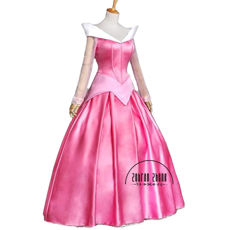 

Hot Sale ! Aurora Princess Girl Long Costume Dress Pink For Women Halloween Party Cosplay Dress