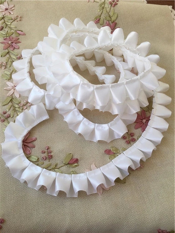 10 Yard/Lot 2,5 CM Breite Satin Plissee Band Falten Spitze Trim DIY Rock Manschetten Handwerk Puppe Kleidung Nähen zubehör – Detail 26