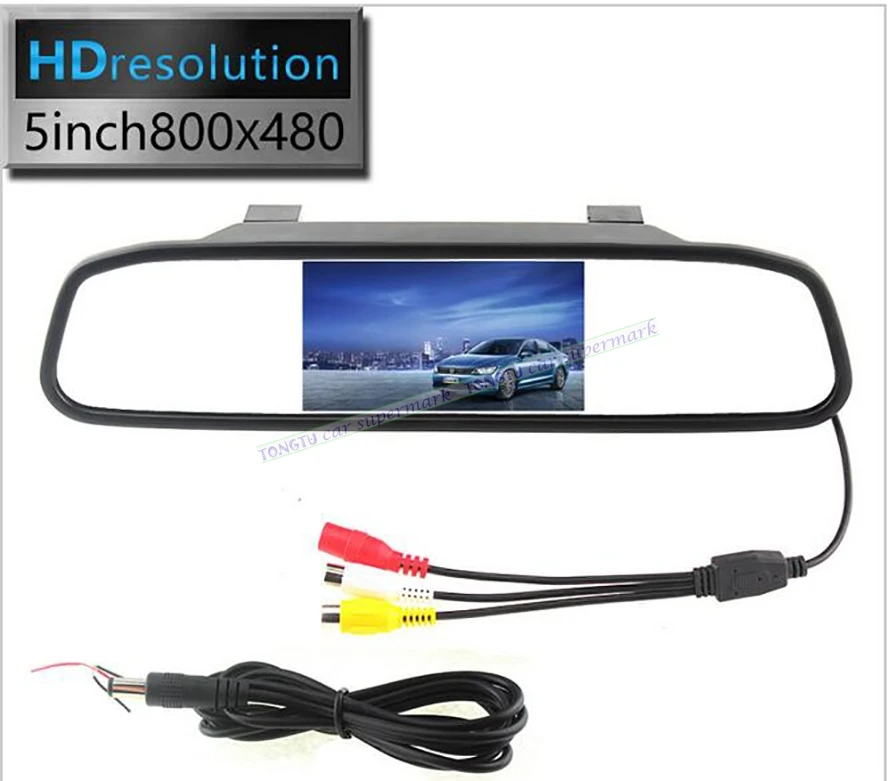 

5" Inch Car Rear View Mirror Monitor 2CH Video Input 800*480 DC 12V~24V Car Parking Monitor