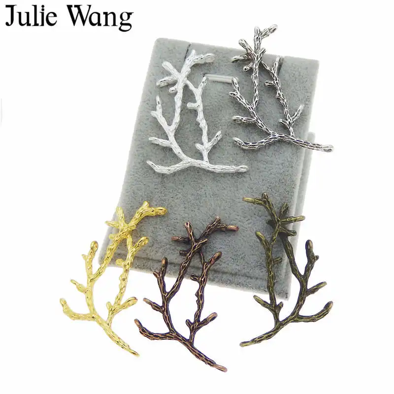 Julie Wang 10PCS 5 Colors Can Choose Alloy Tree Branch Charms For Necklace Pendant Findings Jewelry Making DIY Metal Accessory