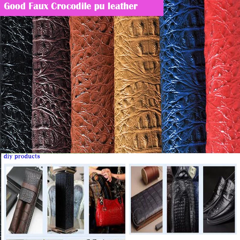 Good 69*50cm1pc Faux PU Leather Fabric Thick Bump Crocodile Pu Synthetic Leather Fabric For Diy Bag Shoe Material 15 colours