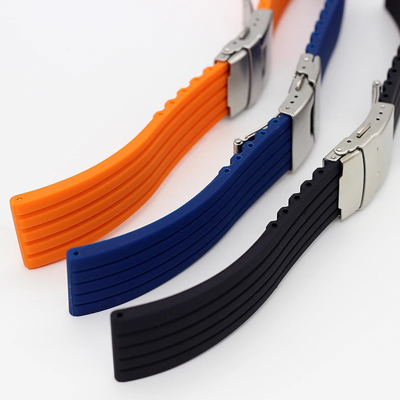 18mm 20mm 22mm 24MM Strong Flexibility Rubber Watchbands Casual Balanceds Men And Women Silicone Watch Strap Band orange blue