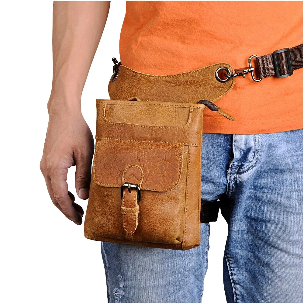 Imagem -03 - Designer de Couro Natural dos Homens de Viagem Cross-corpo Mochila Moda Fanny Cinto Pacote Gota Coxa Perna Bolsa Telefone 21112