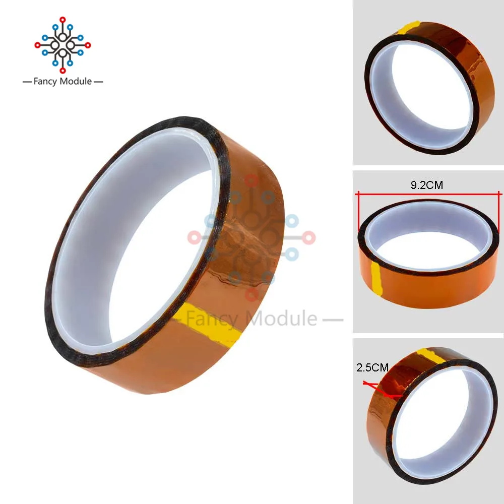 25mm x 30M 100ft Self-adhesive Tape Sticky High Temperature Heat Resistant Polyimide