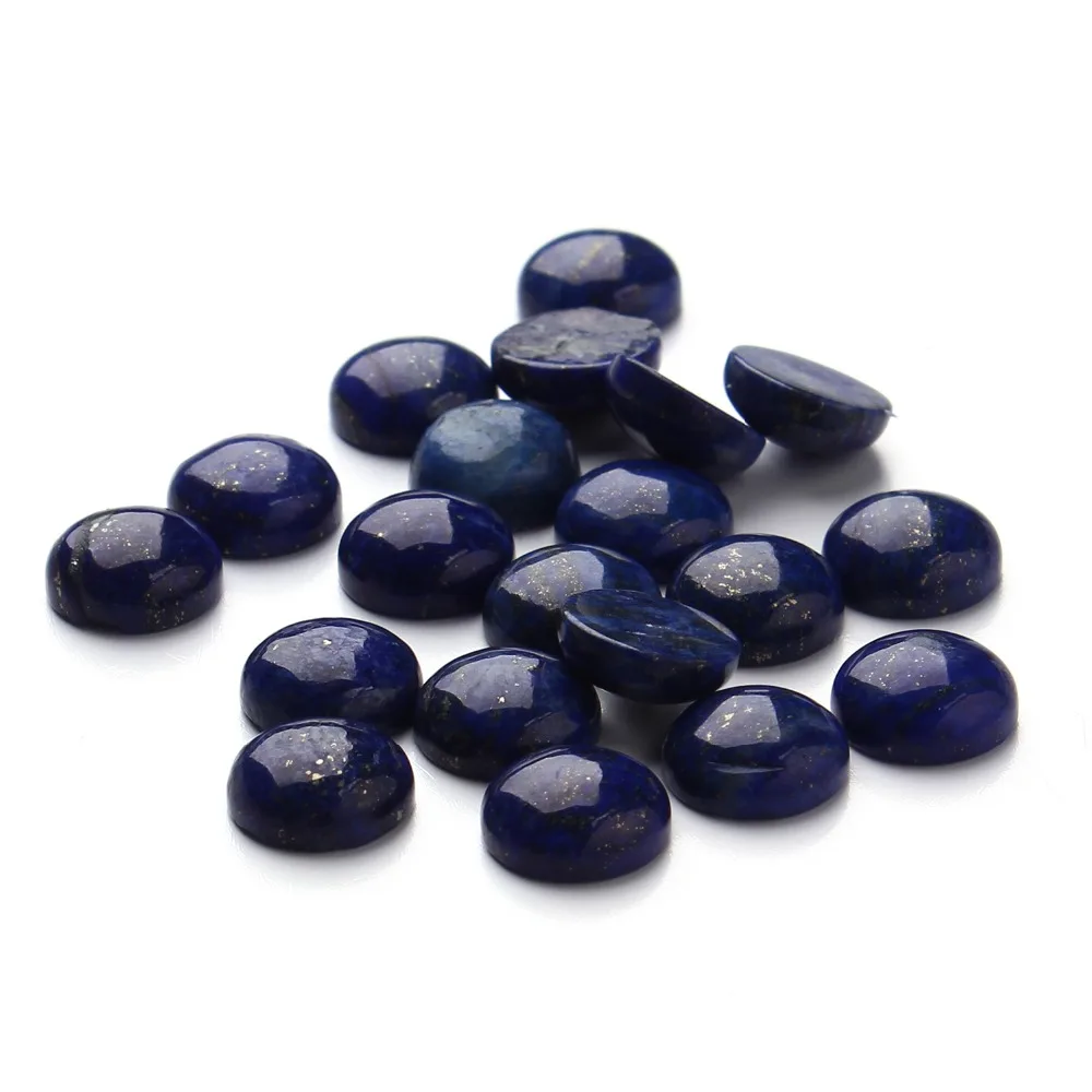 Wholesale 10pcs/lot Dia 4/6/8/10/12/14/16 mm Round Flat back Lapis Lazuli Stone Cabochons Beads for DIY Jewelry Making