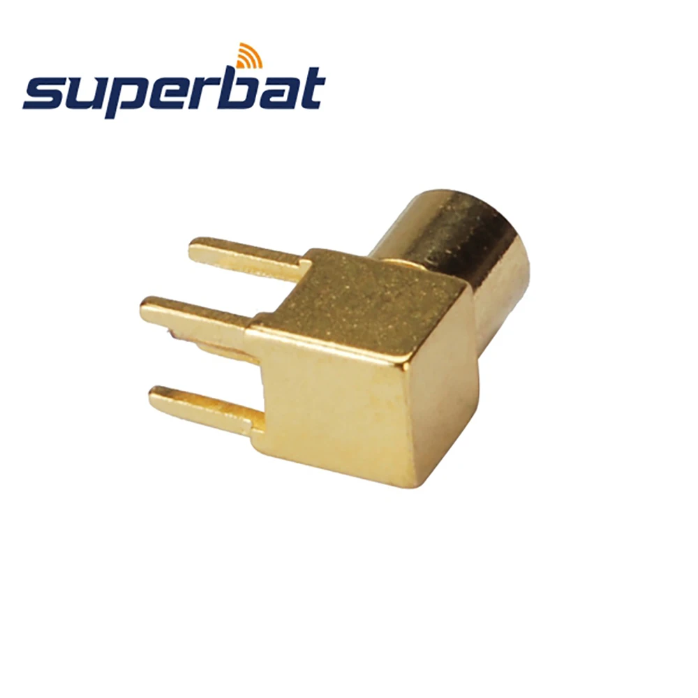 Superbat 10 buah MMCX thru lubang perempuan sudut kanan dudukan PCB dengan POS Solder RF konektor koaksial