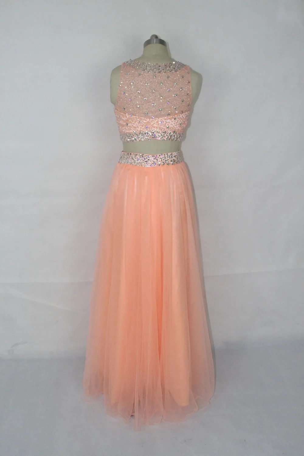 Orange personality evening dress two-piece high-necked mesh fabric Factory Outlet low-cost wholesale