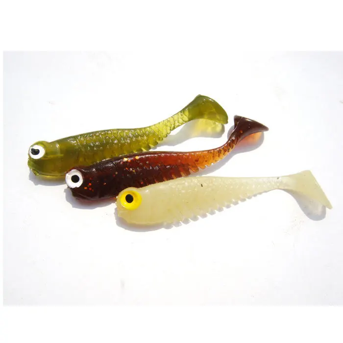 Kleiner Fisch weicher Köder 5cm künstliche Köder mit Fisch geruch grün lila leuchten im dunklen Wurm 10 teile/beutel – Detail 8