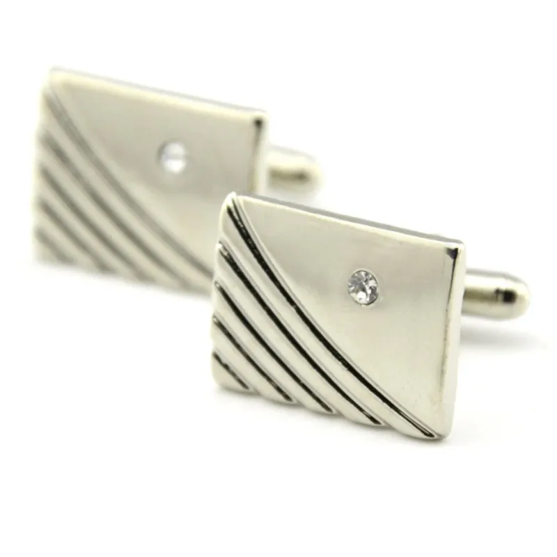 Brand Low-key Luxury Rhinestone Cufflinks for Mens High Quality Square Gold Crystal Cuff links Shirt Cuff Links Relojes Gemelos