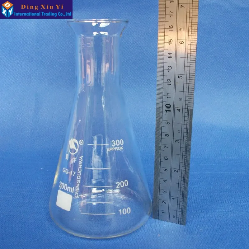 Dxy 1pc 300ml Glas Erlenmeyer kolben 300ml Glas Erlenmeyer kolben Labor verwenden Glas dreieck kolben