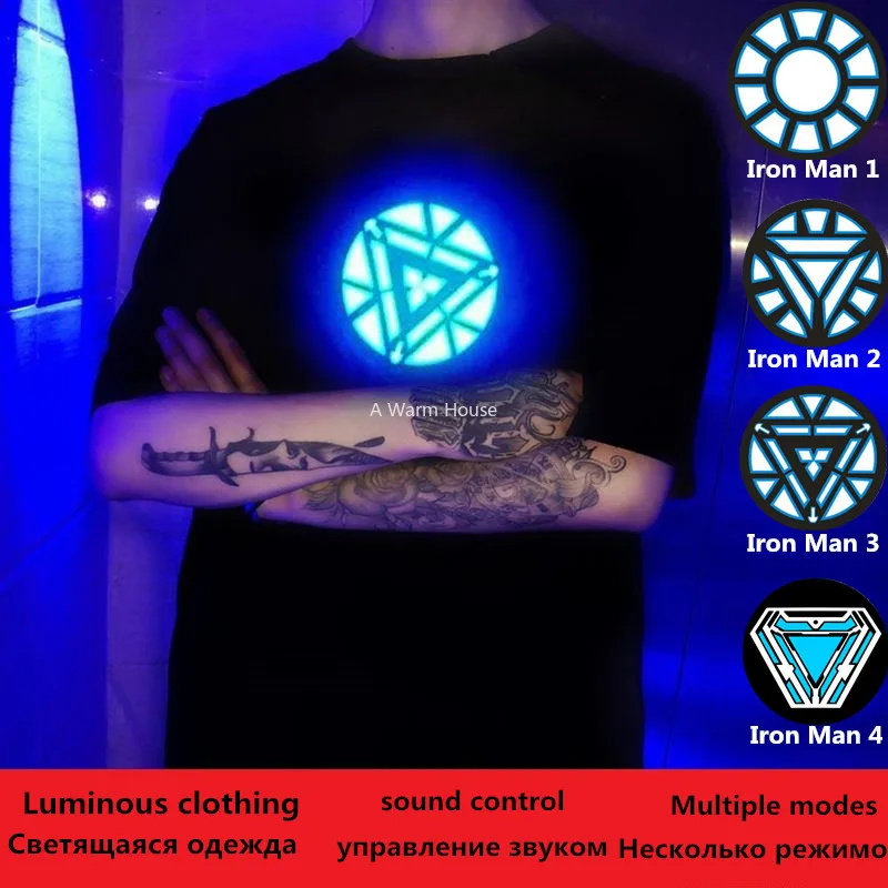 LED Cotillon Men\'s Luminous T-Shirts for Party Womens Neon Clothing Sound Control Kids Glowing Clothes Glow Light Rave Festival