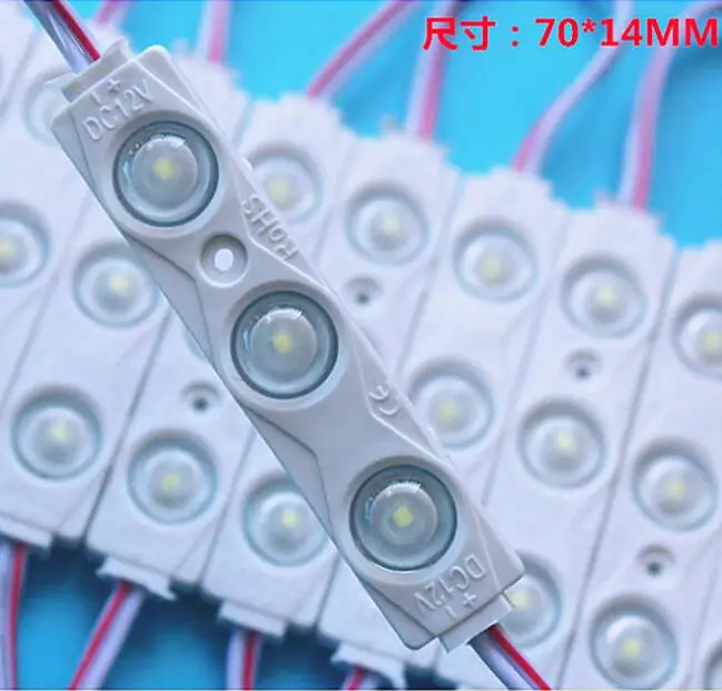 

NEW 2835 3LED injection led module 12V with lens Waterproof IP66 ,160 degree 1.5W white,LED sign,shop banner,brighter