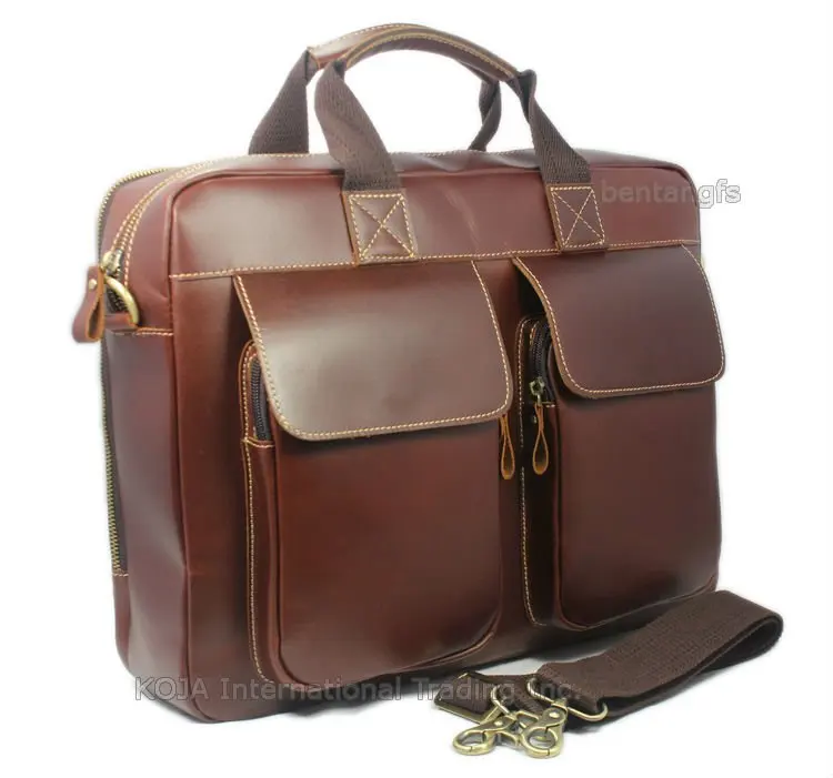 Luxury Italian Genuine Leather Briefcase Men leather 15.6\