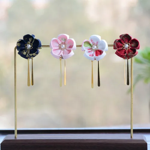 Accesorios para el cabello de flores de cerezo, horquilla, tocado de encaje