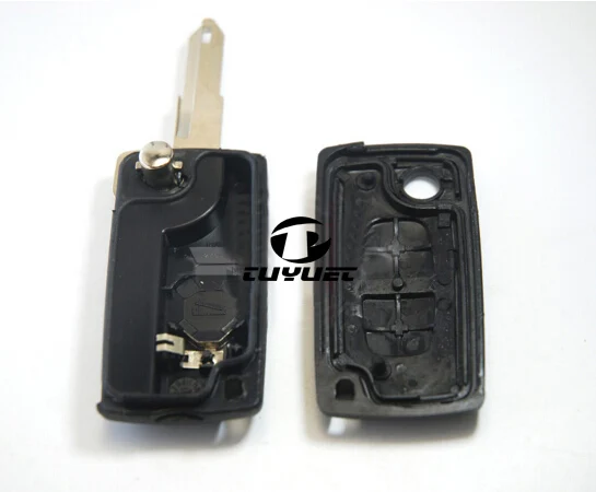 FOB Key Blanks For Peugeot 206  2 Buttons Folding Flip Remote Key Shell Case with Battery Clamp