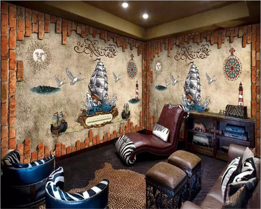 Beibehang Custom wallpaper 3d papel de parede photo mural pirate theme retro living room bedroom background wall paper 3d mural