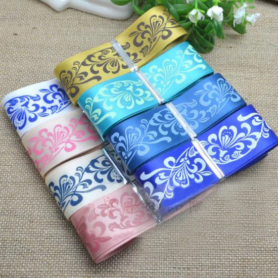 Fabulous 8 Patterns Traditonal Flower Printed Ribbon Set Webbing Satin Cartoon Hairbow Ribbon