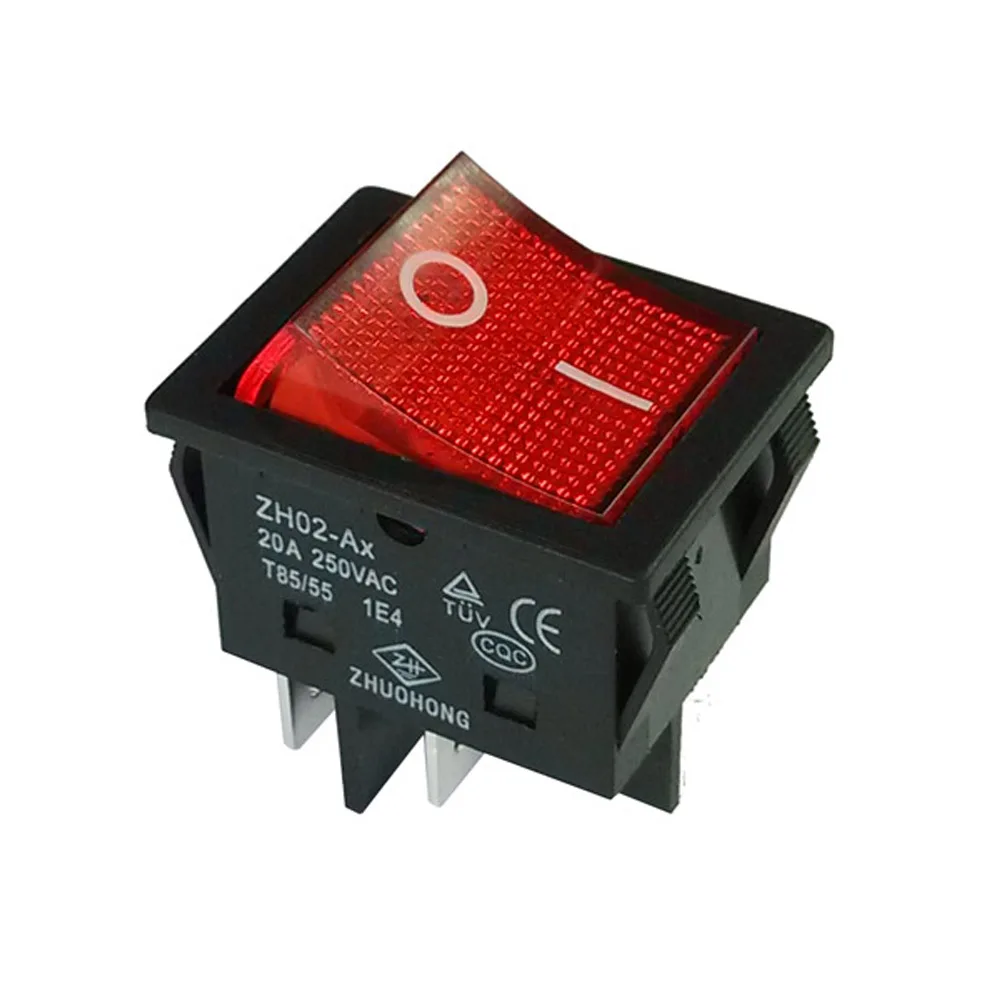 ZH02-Ax AC 250V 16/20/25/30/35/40A 4 Pins Rocker Switch With Lamp ON-OFF Push Button Switches For Welding Machine CE