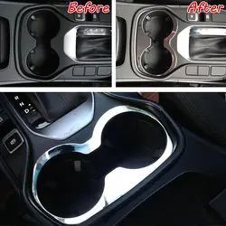 Car Interior Silver Gear Water Cup Holder Frame Panel Cover Trim Styling Sticker Accessories Fit For Hyundai Santa Fe IX45 14-16