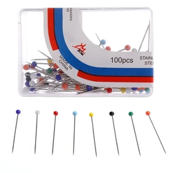 100Pcs Coloured Plastic Round Pearl Head Pins Dressmaker Tailor Dressmaking Craft MAY205 Dropshipping