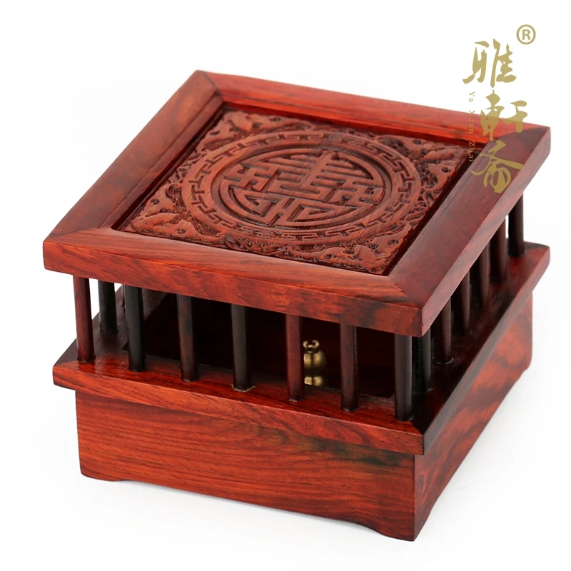 Ya Zhai mahogany carved hollow disc rosewood wood incense censer real retro incense sandalwood box furnace