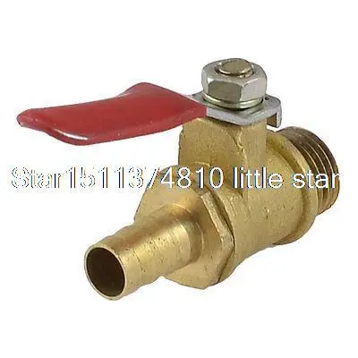 

1/4" PT Male Thread to 8mm Hose Barb Red Lever Gas Fuel Brass Ball Valve