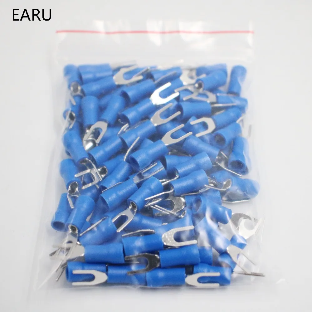 SV2-3 Blue Cold pressed terminals Cable Wire Connector 100PCS/Pack Insulated Terminals Connector for 22AWG-16AWG cable 2.5-3 SV