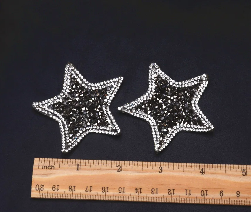 10Pcs/Lot Five-Pointed Star Hot Fix Crystals Motifs Heat Transfer  Diamond Patches Diy Rhinestone Strass Applique For Clothes