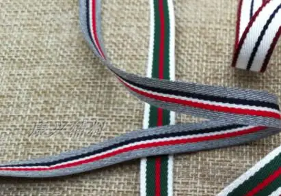 New 10mm 20mm 2 meter Length grey red grosgrain Ribbon Printed stripe Ribbons  DIY Handmade Clothing Bags accessories material