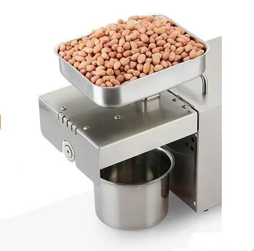 Prensa de aceite de soja motorizada para el hogar, prensadores eléctricos de acero inoxidable automáticos, prensadores de aceite prensados en frío y caliente, pequeños