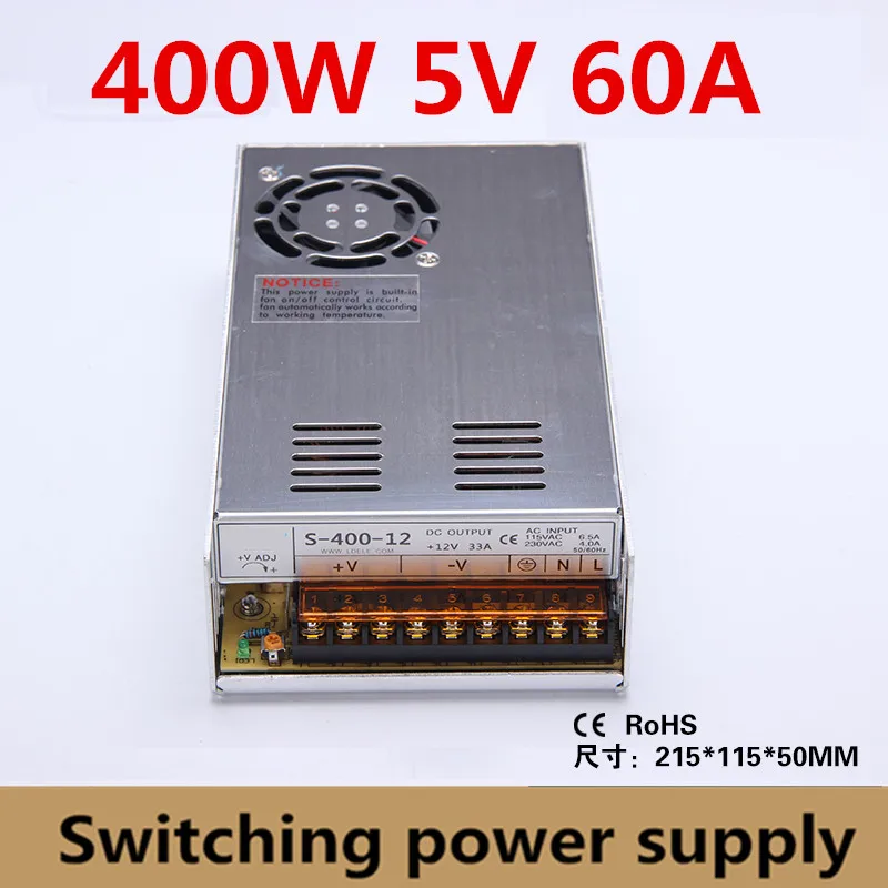 

5vdc custom made in China high quality 400w strong switch mode power supply 400w S-400-5 60A with ce certification