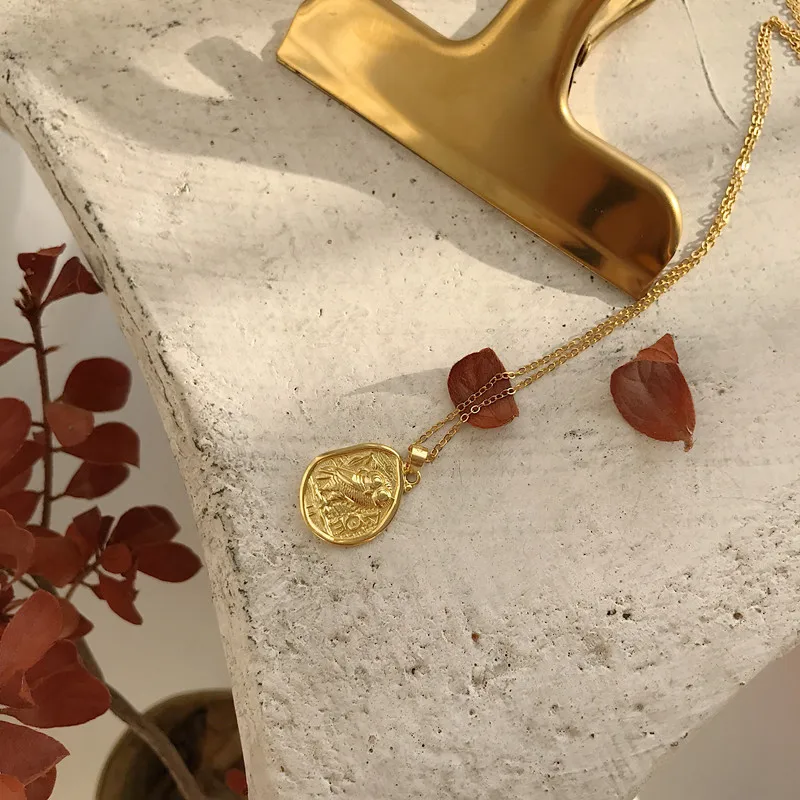 18k Gold Plating exquisite Authentic 925 Sterling silver owl pendant necklace irregular vintage Animal Gift Fine Jewelry C-L180 image 2