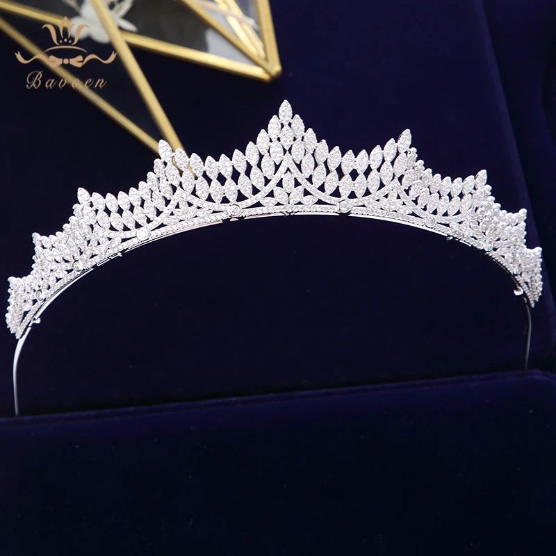 High Quality Elegant Brides Tiaras Crowns Full Zircon Brides Headpieces Sparkling Plated Crystal Wedding Hair Accessories