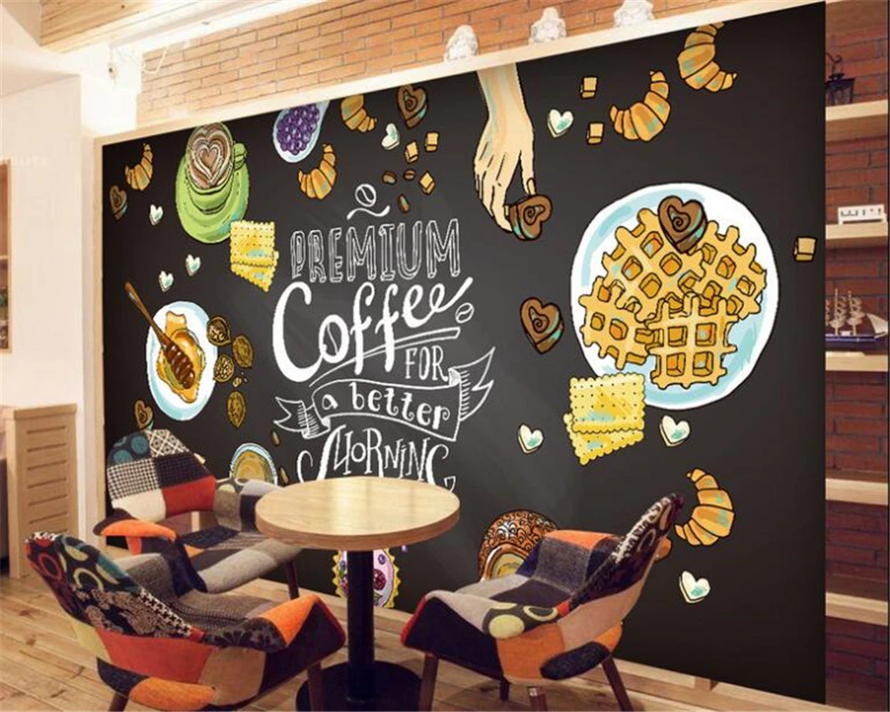 beibehang Custom three-dimensional classic fashion silk cloth wallpaper beautiful coffee food large frescoes 3d wallpaper tapety