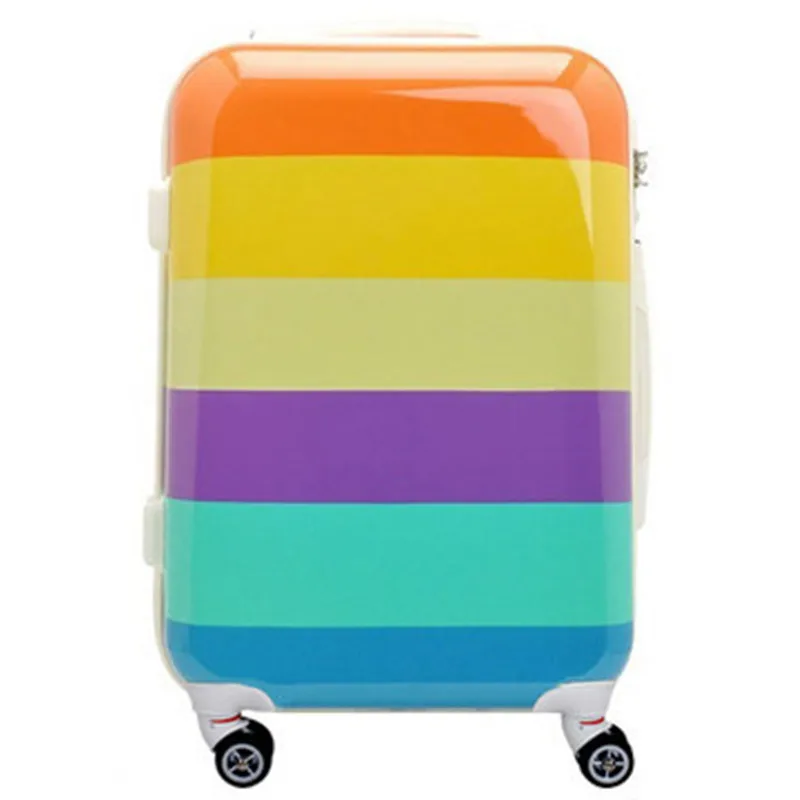 Baggage 2024 inch Rainbow ABS+PC trolley suitcase luggage/Pull Rod trunk/traveller case box with spinner wheel women bags bolsos