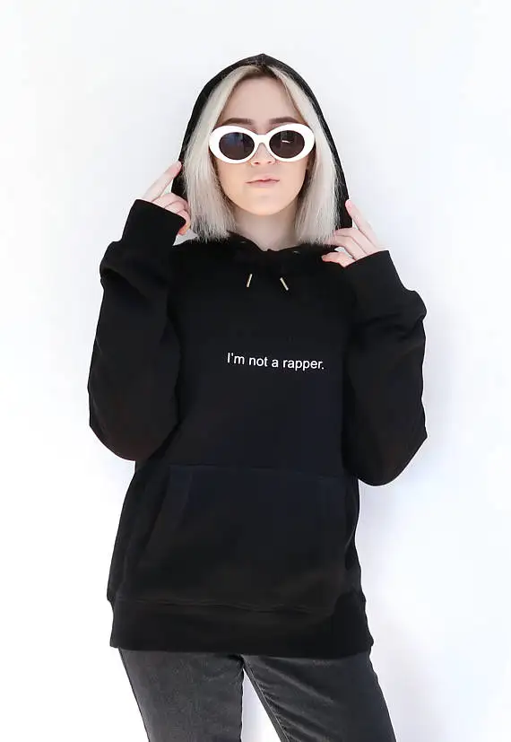 Skuggnas I'm Not a Rapper Hoodies Fashion Casual Pullover Tumblr Fleece Women Sweatshirt Inspired 90s Crewneck Men Black Outfits