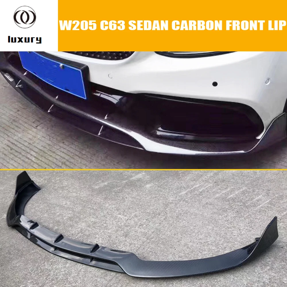 B Style Carbon Fiber Front Bumper Chin Lip for Benz W205 S205 C205 C63 C63s AMG Coupe & Sedan & Wagon 15 - 22