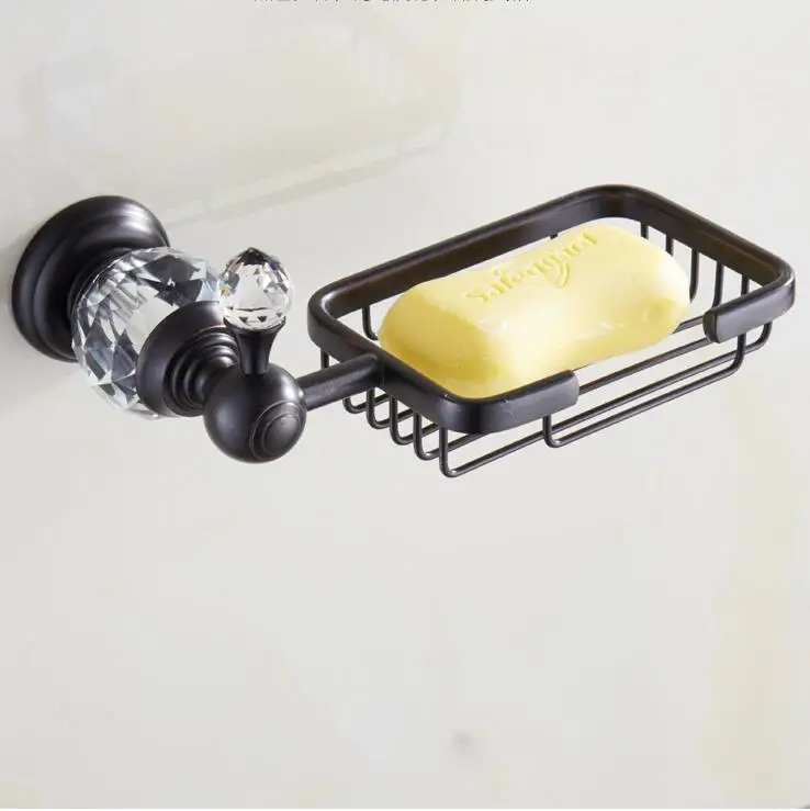 Black Brass &Crystal Bathroom accessories Bath Hardware Set Towel Rack Towel Bar Paper Holder Soap Dish cup holder toilet  JM251