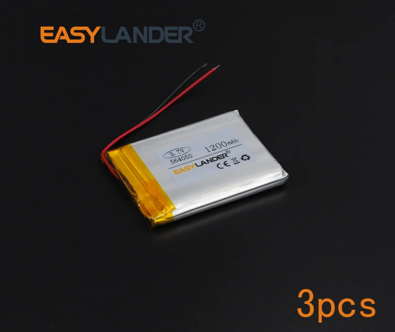 3 шт./партия, литий-ионные полимерные аккумуляторы 3,7 в 1200 мАч 564050