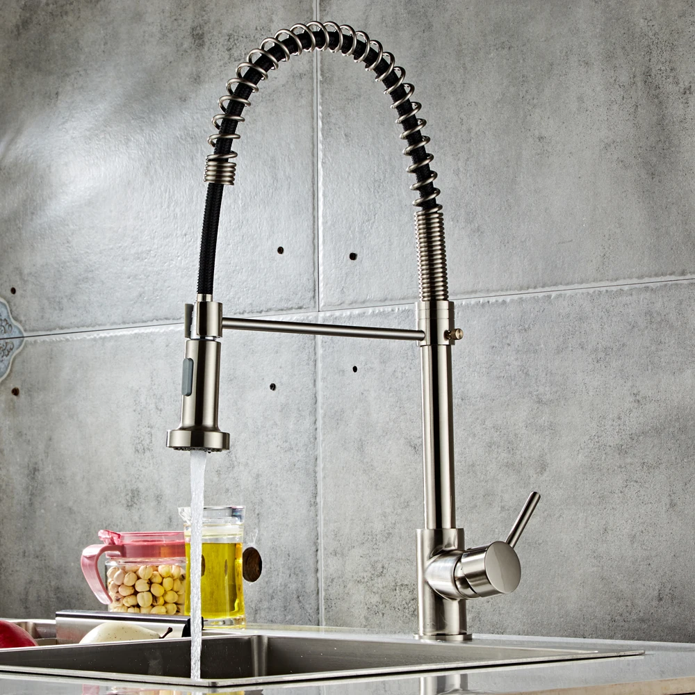 Pull-down Kitchen Faucet-Brushed Nylon Water Pipe