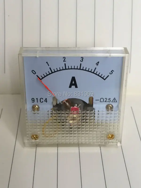 1Pcs Analog AMP Current Panel Meter DC 0~5A 91C4 Ammeter Brand New