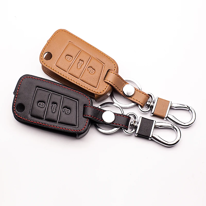 Classic Design Car Leather Key Cover Case Suitable for Volkswagen Golf Case 7 GTI MK7 POLO For Skoda Octavia A7 keys accessories