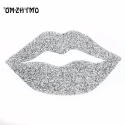 Sexy Lips hotfix crystals rhinestone patch applique Iron on patches For t shirt clothing decoration