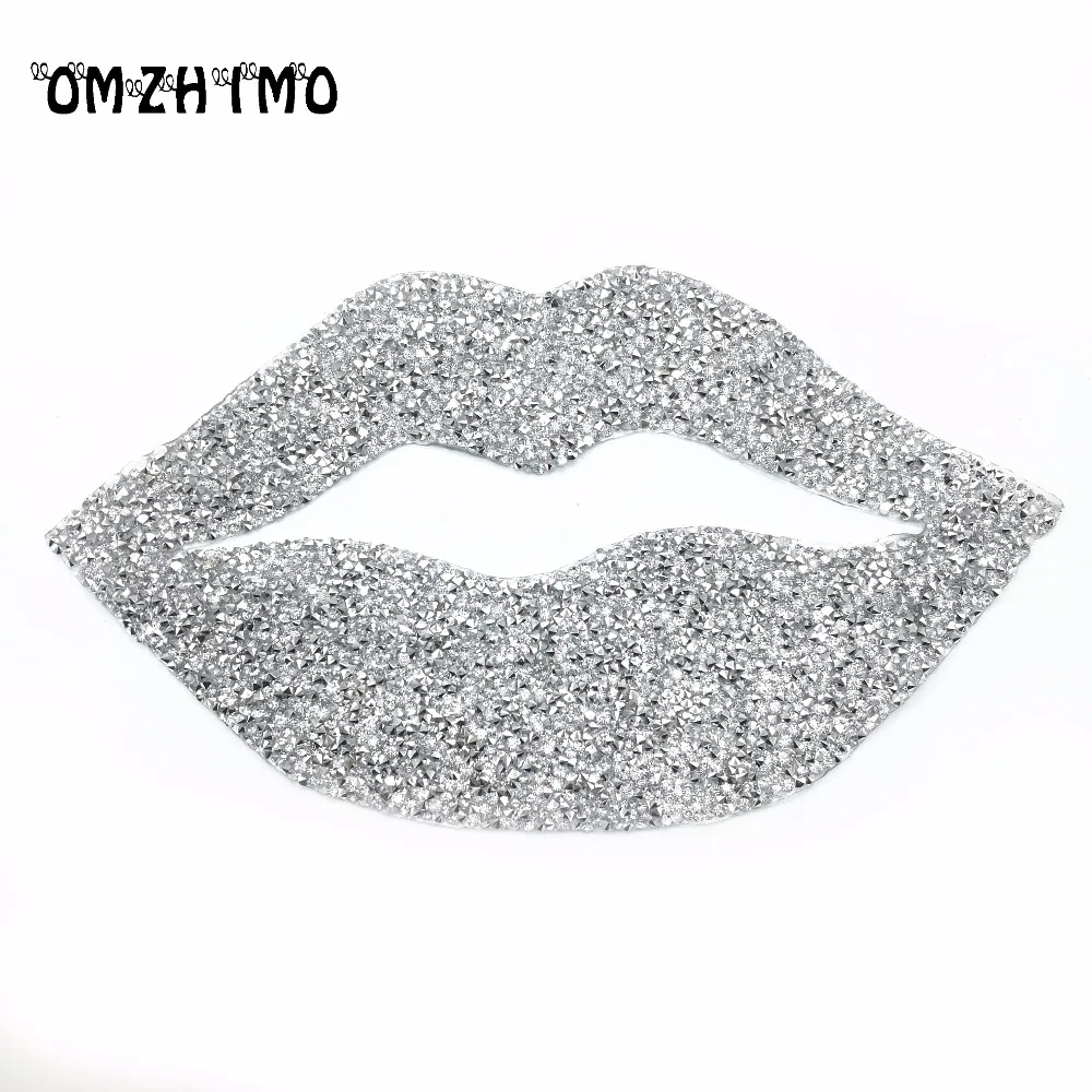 Sexy Lips poprawka kryształy aplikacja z łatką cyrkonią żelazko na plastry na t shirt odzież dekoracji