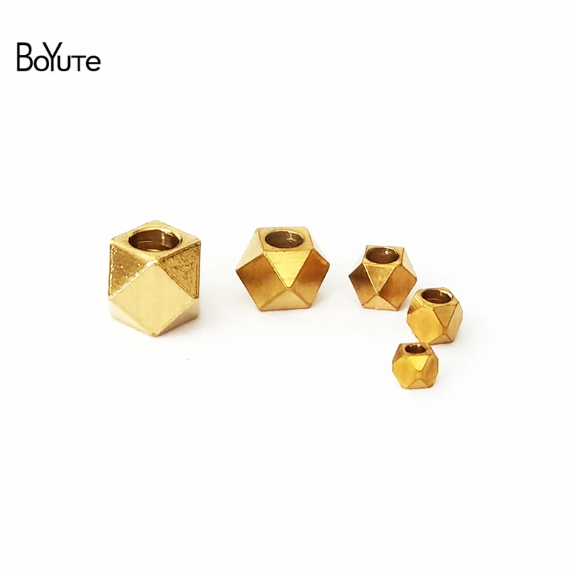 BoYuTe (100 Pieces/Lot) 2-2.5-3-4-5MM Metal Brass Solid Beads Spacer Beads Diy Jewelry Making Loose Beads