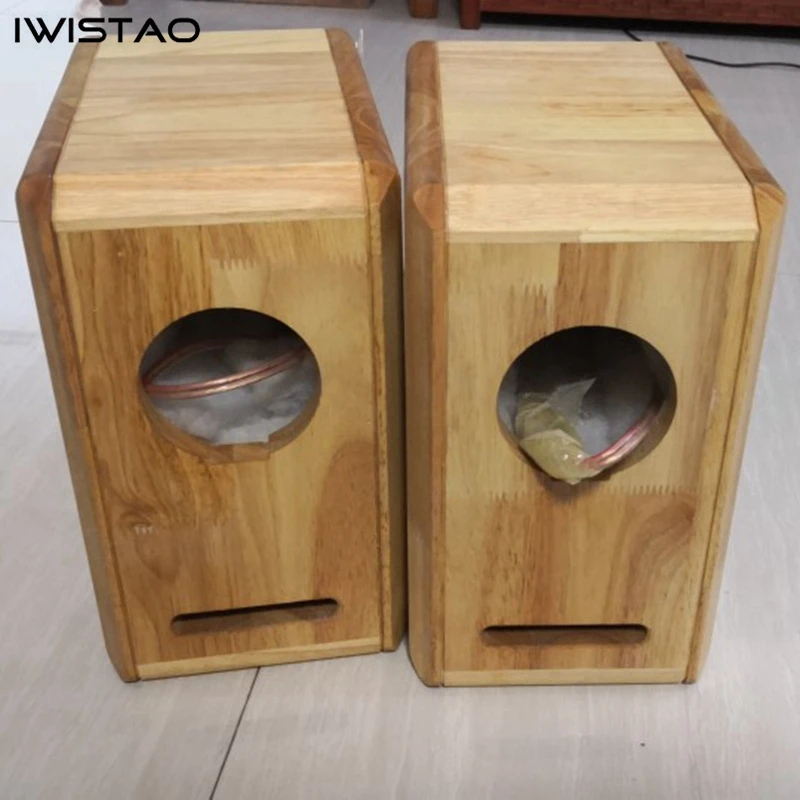 

IWISTAO HIFI 4 Inches Full Range Speaker Empty Cabinet 1 Pair Finished Oak Wood Labyrinth Structure for Tube Amplifier