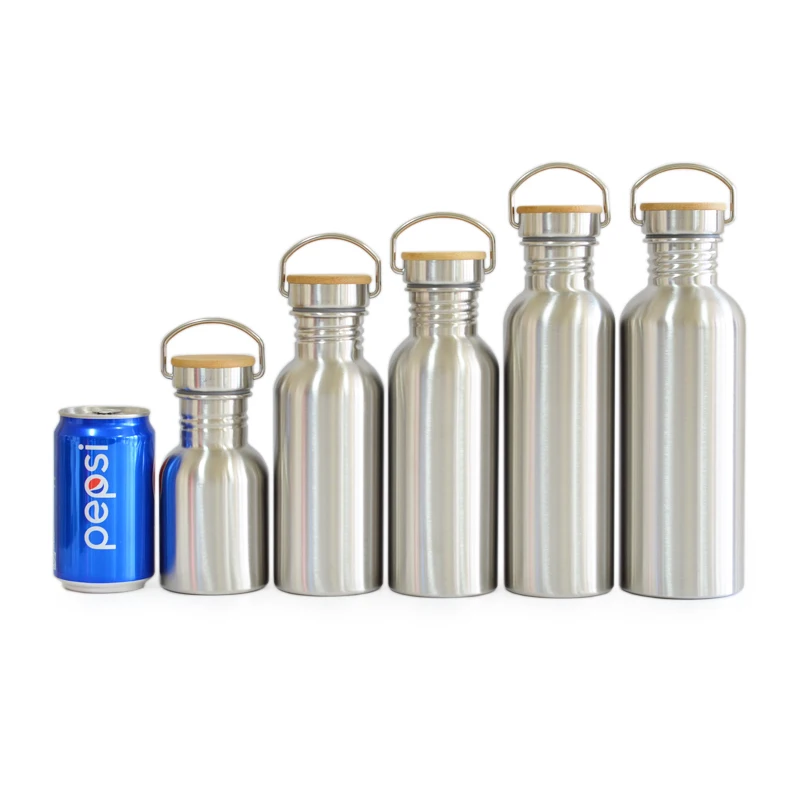 BPA Free Stainless Steel Water Bottle Bamboo Lid Sports Flask Leak-proof Food Jar for Travel Yoga Cycling Hiking Camping