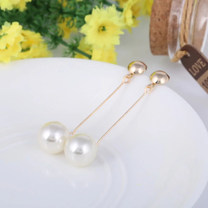 Korea Style Simulated Pearl Long  Clip on Earrings Without Piercing for Girls Party Weddings Cute Jewelry Gift No Hole Ear Clip