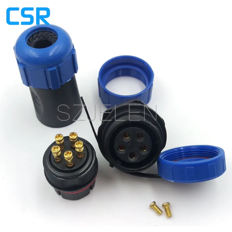 SP2110,30A 500V 5pin Screw Locking Industrial Electrical Cable Wire Connector,Outdoor Waterproof Avaction Cable Connector IP68